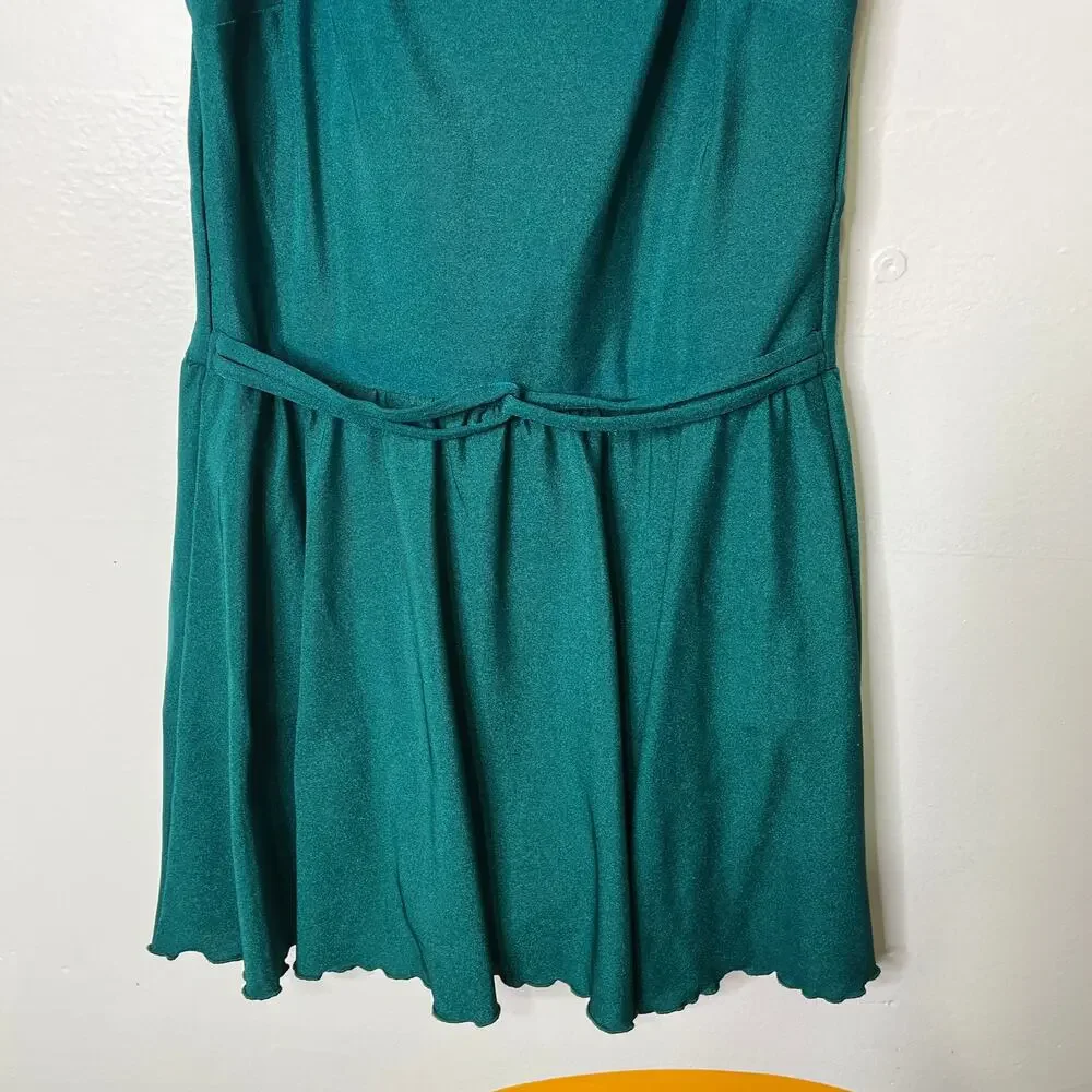 Vintage 60s 70s Roxanne Skirted One Piece Swimsuit Green‎ 12/34C Modest